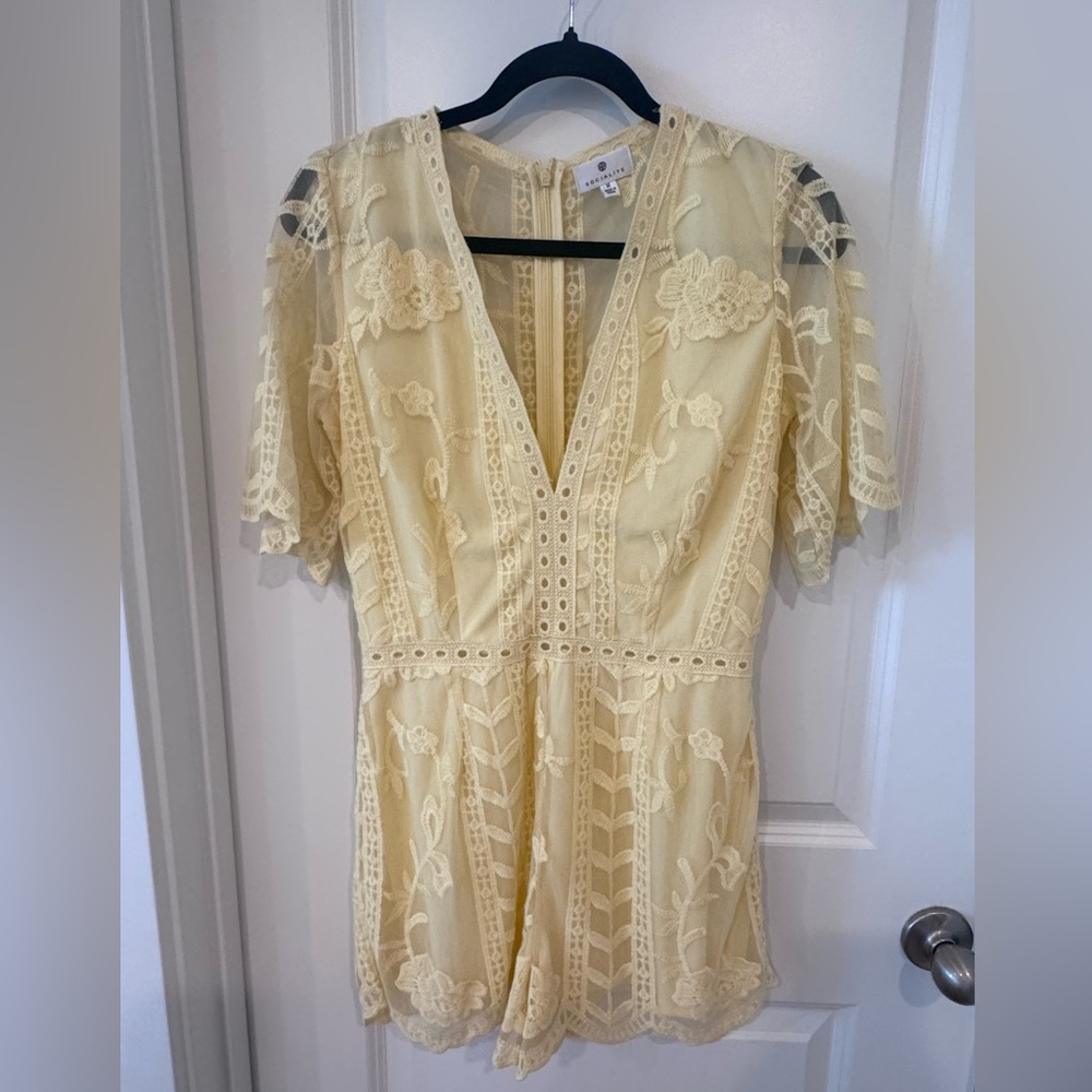 NWOT Socialite Yellow Lace Jumpsuit